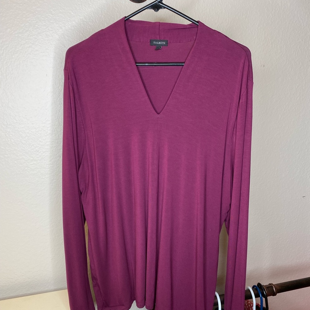 Talbots Rayon Knit Pullover Shirt - Plum Size XL